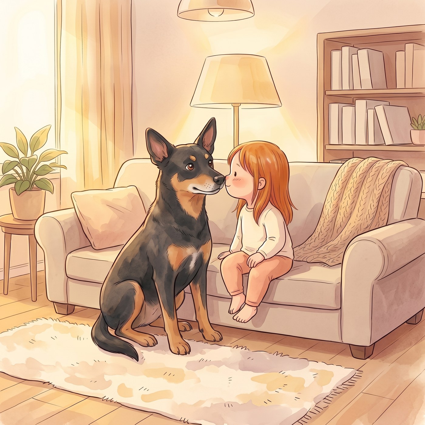 Ein Kind und sein Hund, Nase an Nase